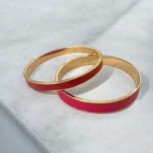 Kate Spade Red Pink Gold Plated Bangle Bracelets